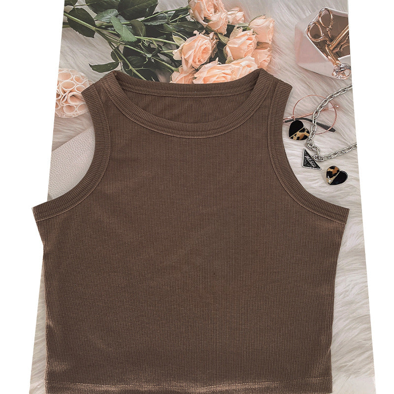 Crop Top With Shorts Show Belly Basic Style For Women