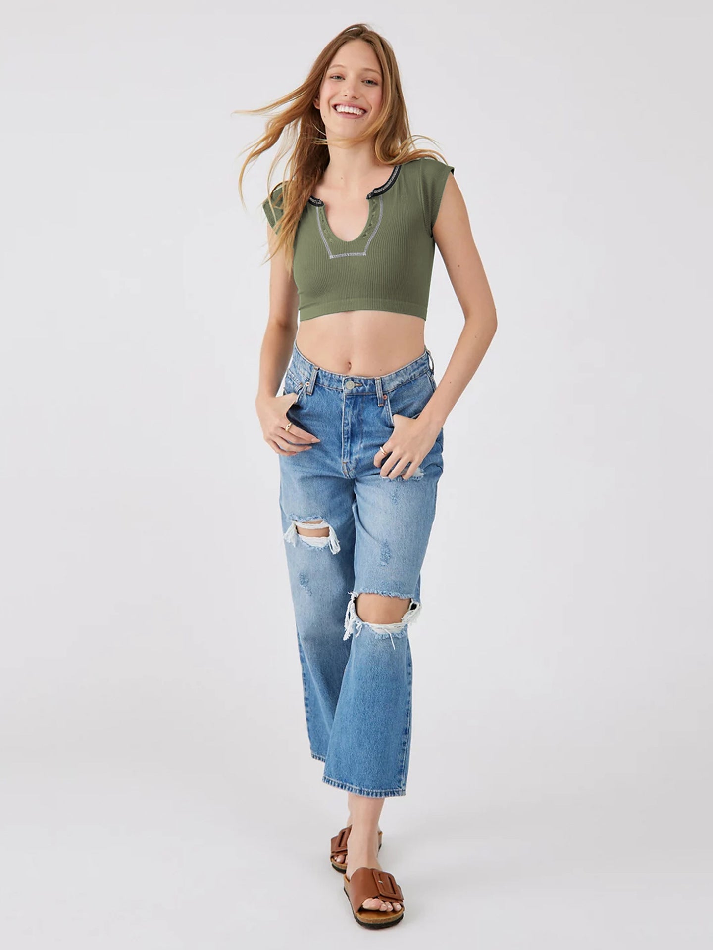Sexy Low Cut Crop Top Tshirt High Quality For Women