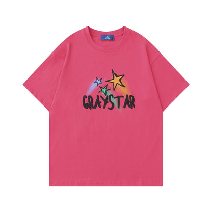 Fashion Men'S Trend Stars Hand-Painted Short-Sleeved Summer Crew Neck Oversize Couple Print T-Shirt