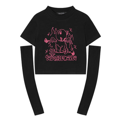 New Design Feeling Sweet Cool Spice Girl Style Short-Sleeved T-Shirt Short Slim-Fit Sleeve Top Girls Summer