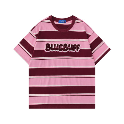 Clothes Striped Short Sleeve Men'S Summer Fashion Cotton T-Shirt Loose Casual Color Contrast For Unisex