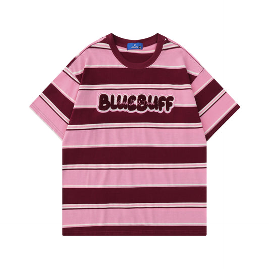 Clothes Striped Short Sleeve Men'S Summer Fashion Cotton T-Shirt Loose Casual Color Contrast For Unisex