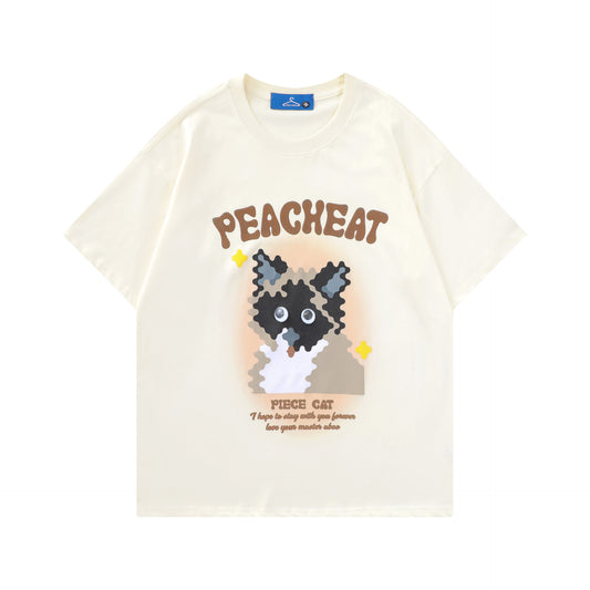 Cotton Short Sleeve Summer New Crew-Neck Printed Top Cartoon Retro Loose T-Shirt