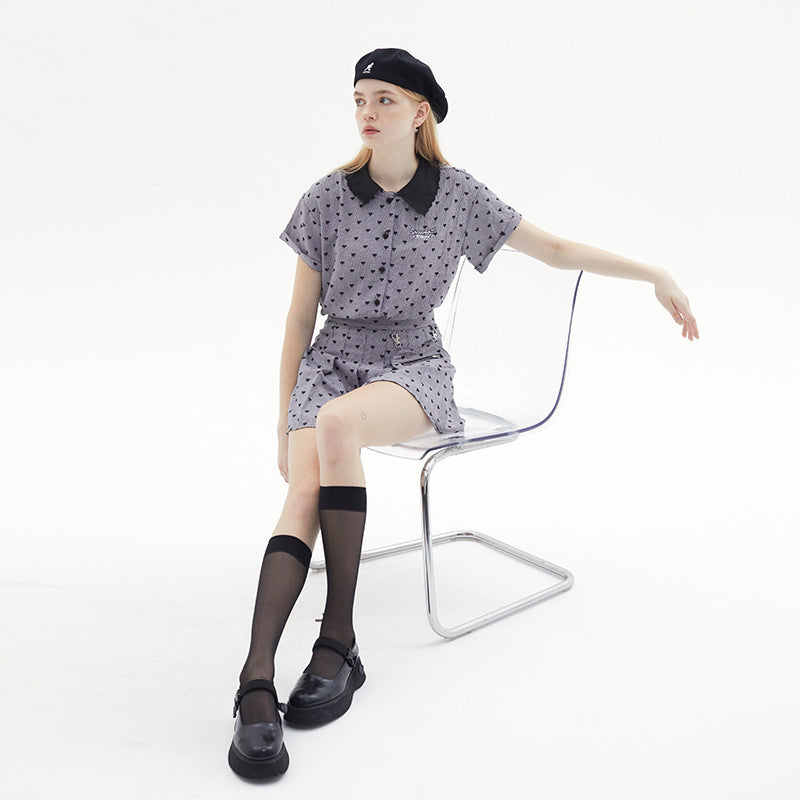 Sweet Pleated Skirt Plaid Skirt Summer Love Skirt Short Sleeve Shirt Summer Women