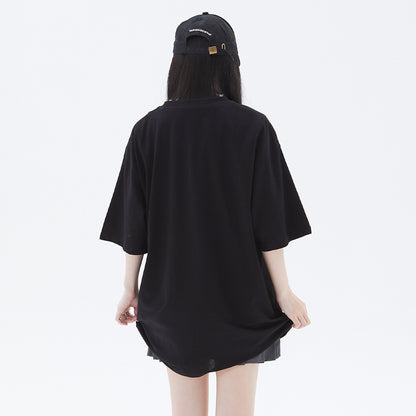 Fun Oil Painting Style Cartoon Printed Short Sleeve T-Shirt Simple Casual Loose Top Summer