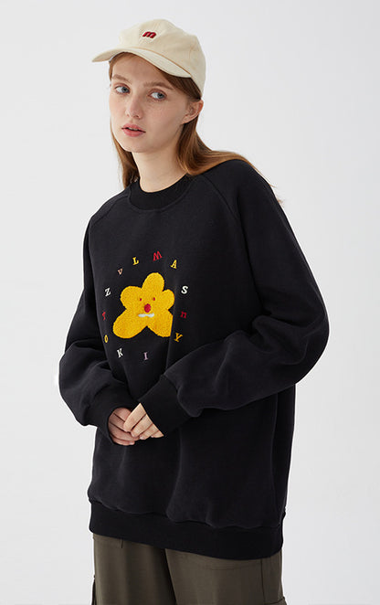 Lovers  Plus Fleece Small Daisy Hoodie Version New Embroidery Tide