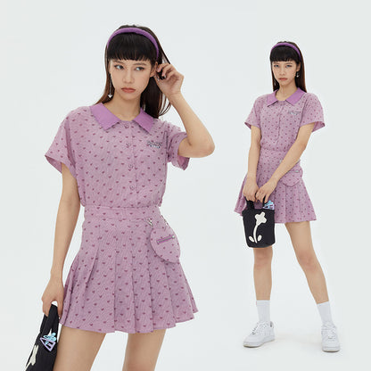 Sweet Pleated Skirt Plaid Skirt Summer Love Skirt Short Sleeve Shirt Summer Women