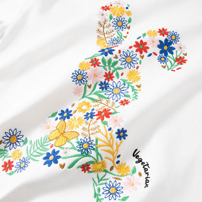 Autumn And Winter Flower Rabbit Embroidery Pure Cotton Round Neck Hoodie