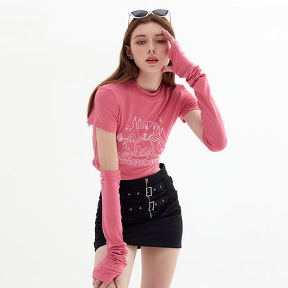 New Design Feeling Sweet Cool Spice Girl Style Short-Sleeved T-Shirt Short Slim-Fit Sleeve Top Girls Summer