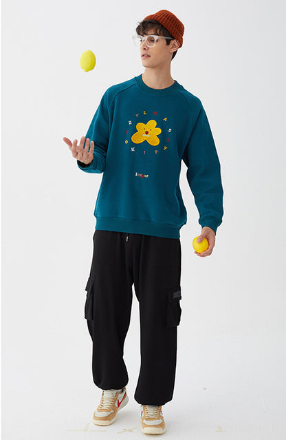 Lovers  Plus Fleece Small Daisy Hoodie Version New Embroidery Tide