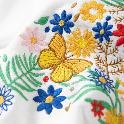 Autumn And Winter Flower Rabbit Embroidery Pure Cotton Round Neck Hoodie