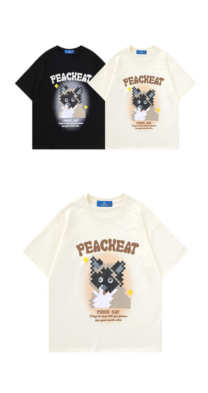 Cotton Short Sleeve Summer New Crew-Neck Printed Top Cartoon Retro Loose T-Shirt