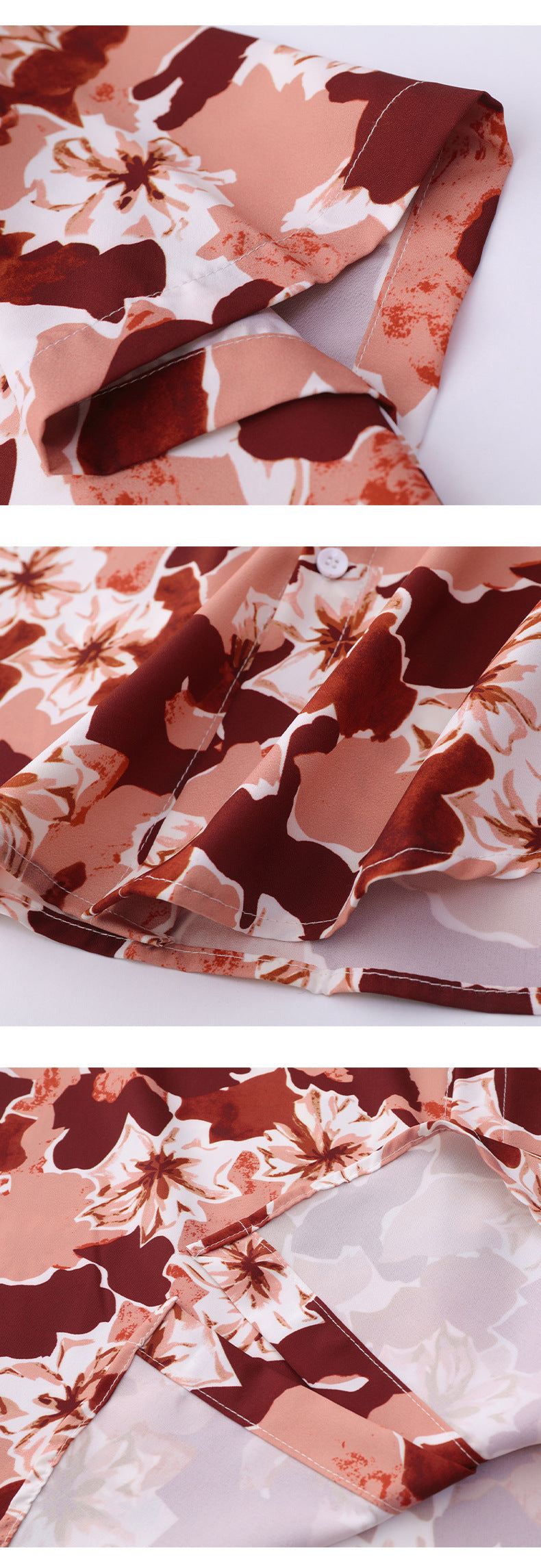 Flower Chiffon Printed Short-Sleeved Shirt For Unisex Lapel Loose Casual Shirt