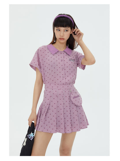 Sweet Pleated Skirt Plaid Skirt Summer Love Skirt Short Sleeve Shirt Summer Women