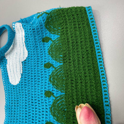 Sky Blue Cute Cloud Knitting Halter Vest Top