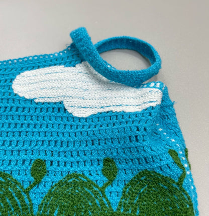 Sky Blue Cute Cloud Knitting Halter Vest Top