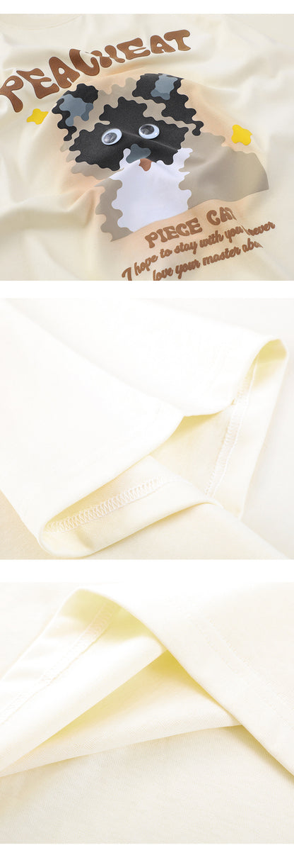 Cotton Short Sleeve Summer New Crew-Neck Printed Top Cartoon Retro Loose T-Shirt