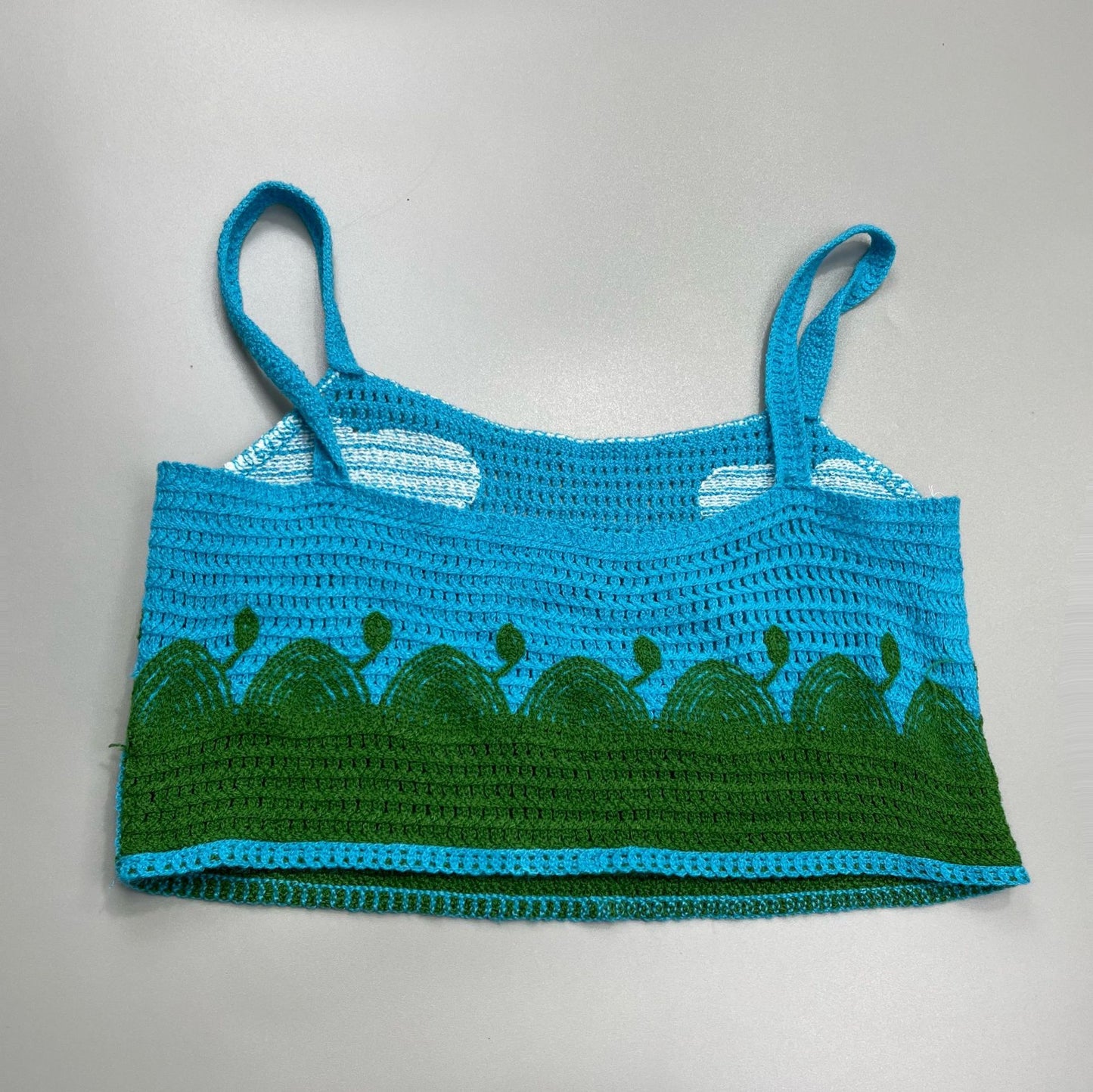 Sky Blue Cute Cloud Knitting Halter Vest Top