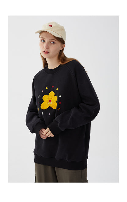 Lovers  Plus Fleece Small Daisy Hoodie Version New Embroidery Tide