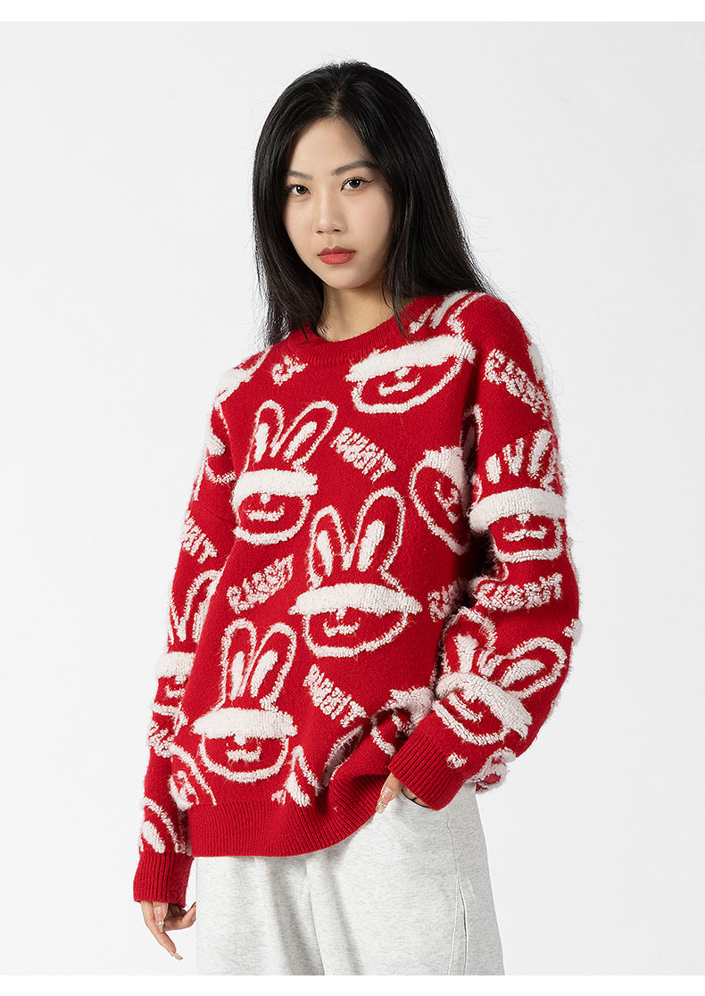 Trend Rabbit Year Sweater Couple Thickened Sweater For Female