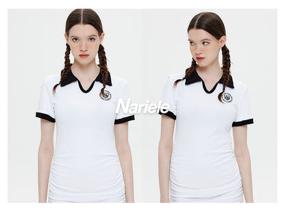 Polo Collar Dress Female Summer Lapel Pure Desire Spice Slim-Fit Wrap Hip Skirt Drawstring Skirt