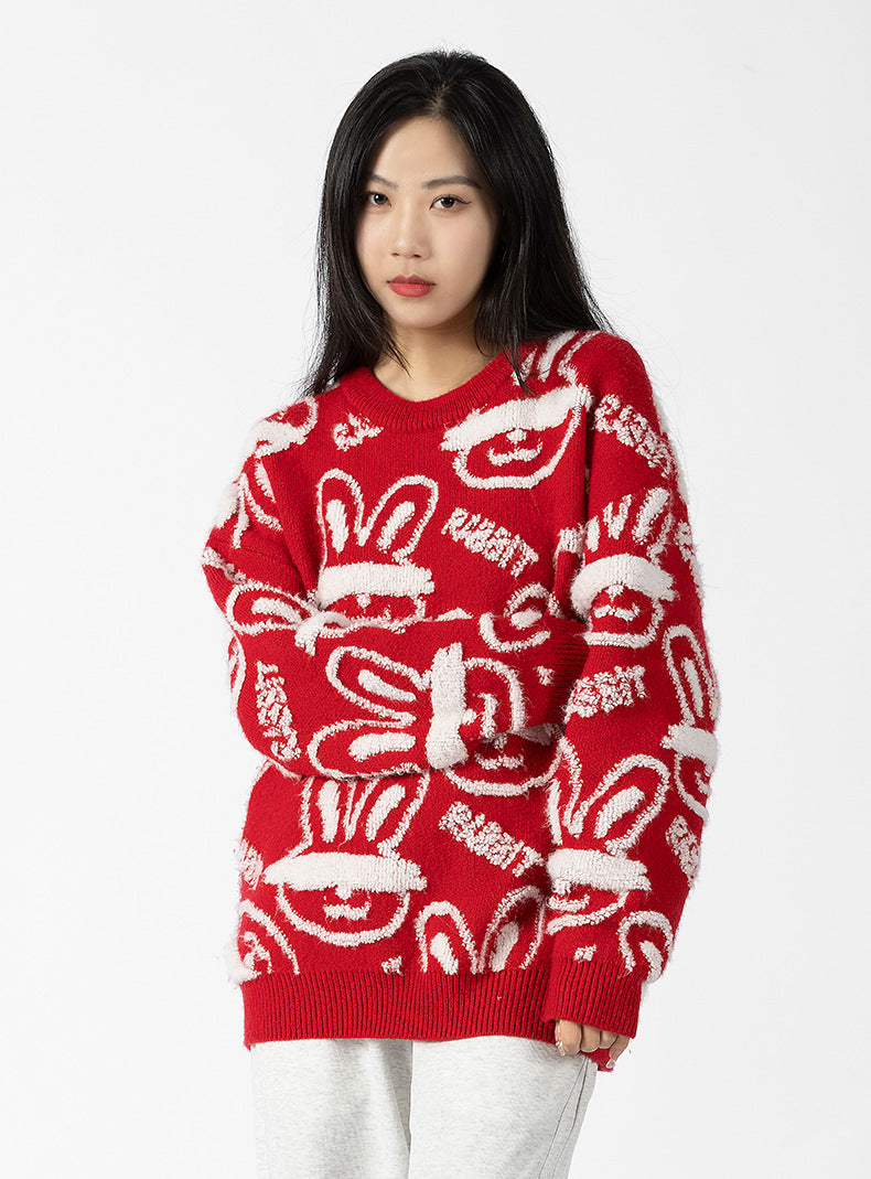 Trend Rabbit Year Sweater Couple Thickened Sweater For Female