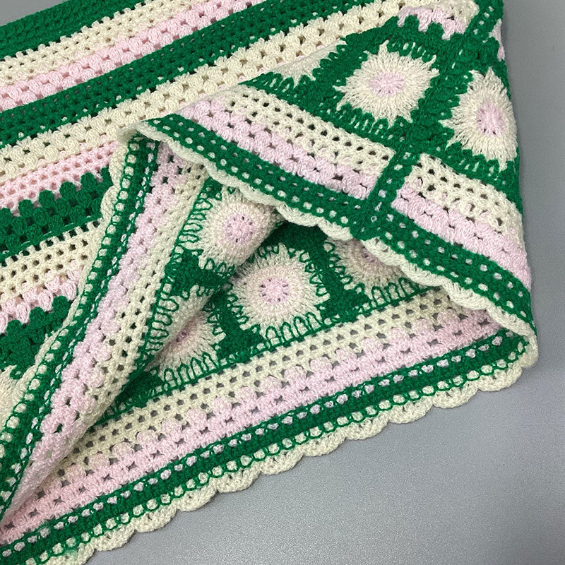 Crochet Knitted Shoulder Stripes Short Vest Top