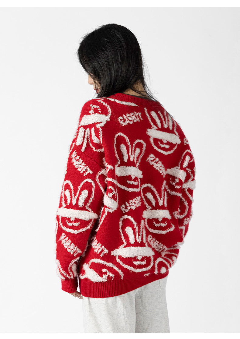 Trend Rabbit Year Sweater Couple Thickened Sweater For Female