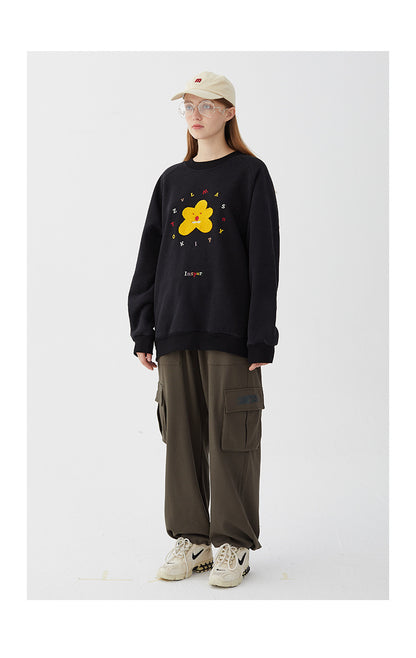 Lovers  Plus Fleece Small Daisy Hoodie Version New Embroidery Tide