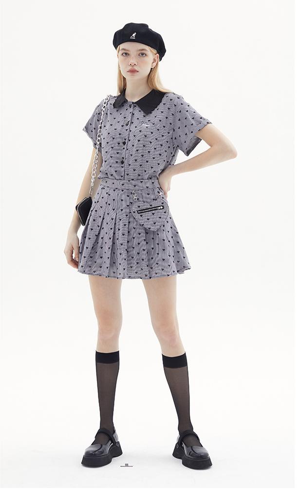 Sweet Pleated Skirt Plaid Skirt Summer Love Skirt Short Sleeve Shirt Summer Women