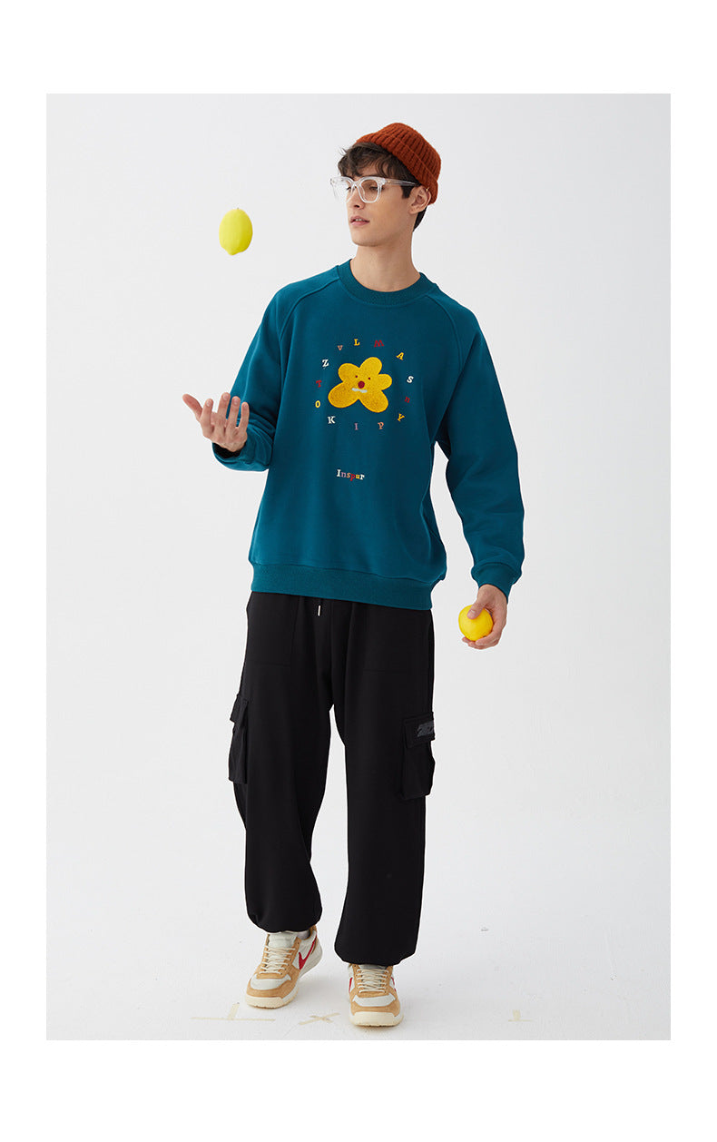 Lovers  Plus Fleece Small Daisy Hoodie Version New Embroidery Tide