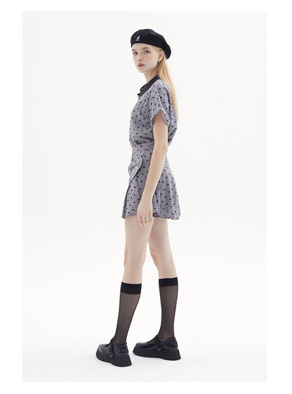 Sweet Pleated Skirt Plaid Skirt Summer Love Skirt Short Sleeve Shirt Summer Women