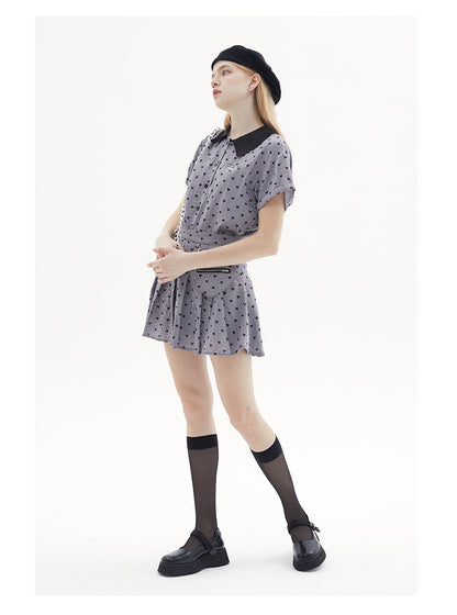 Sweet Pleated Skirt Plaid Skirt Summer Love Skirt Short Sleeve Shirt Summer Women