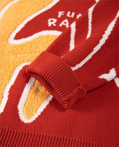 Cartoon Rabbit Embroidered Crewneck Sweater National Fashion Oversized Fit