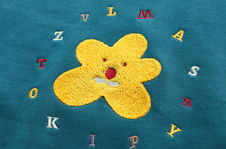 Lovers  Plus Fleece Small Daisy Hoodie Version New Embroidery Tide
