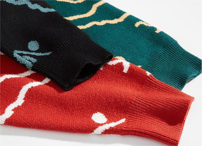 Jacquard Knit Bear Sweater Autumn And Winter New Oversized Sweater