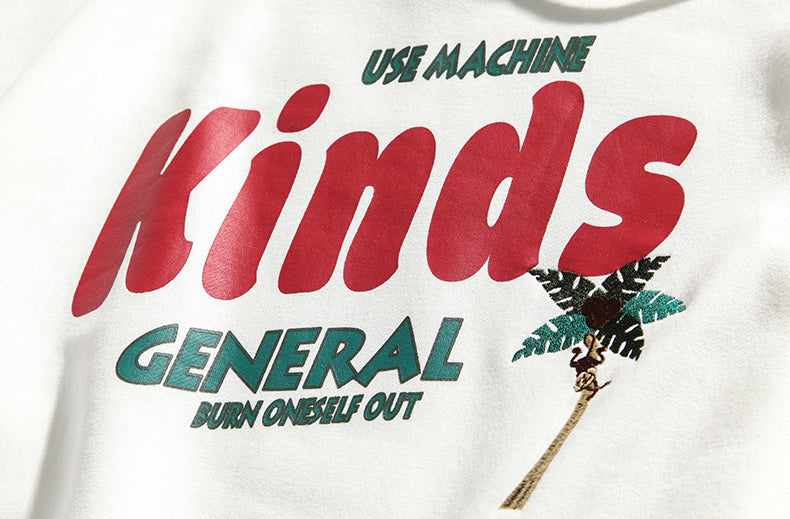 Autumn And Winter Plus Fleece Hooded Couple Hoodie Loose Korean Bf Print Lazy Port Style Casual Coat