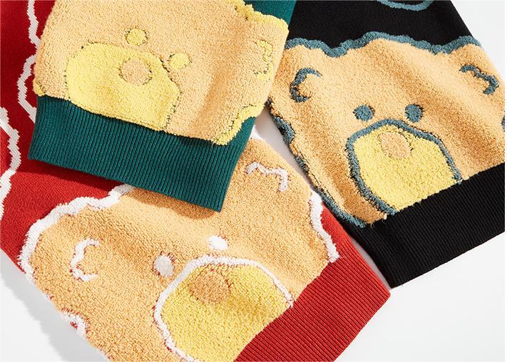 Jacquard Knit Bear Sweater Autumn And Winter New Oversized Sweater