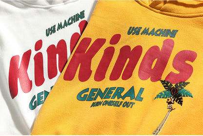 Autumn And Winter Plus Fleece Hooded Couple Hoodie Loose Korean Bf Print Lazy Port Style Casual Coat