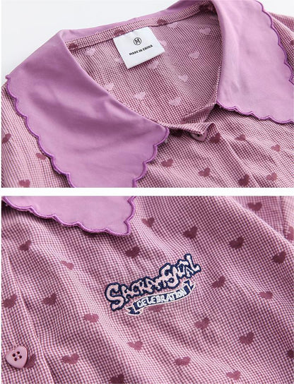 Sweet Pleated Skirt Plaid Skirt Summer Love Skirt Short Sleeve Shirt Summer Women