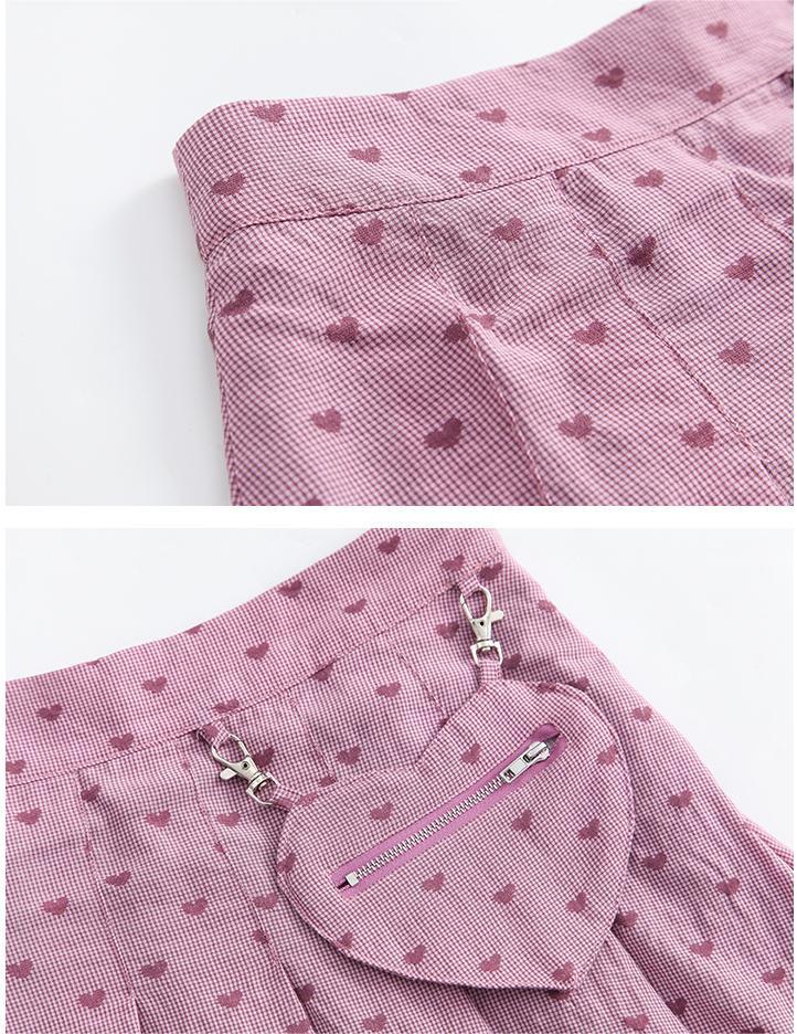 Sweet Pleated Skirt Plaid Skirt Summer Love Skirt Short Sleeve Shirt Summer Women