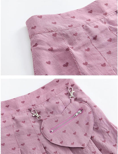 Sweet Pleated Skirt Plaid Skirt Summer Love Skirt Short Sleeve Shirt Summer Women