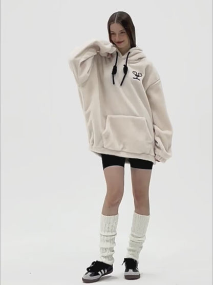 Autumn And Winter Hooded Thick Dog Ears Hoodie Cute Soft Waxy Couple Wear Loose Coat Trend