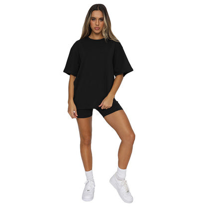 Tshirt Top With Short High Quality Comfortable Stretch Material Sets For Women