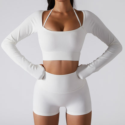 Spring And Summer New Sports Top Women With Chest Pad Quick Dry Fitness Clothes Slim Fit Tight Long Sleeve Yoga Clothes