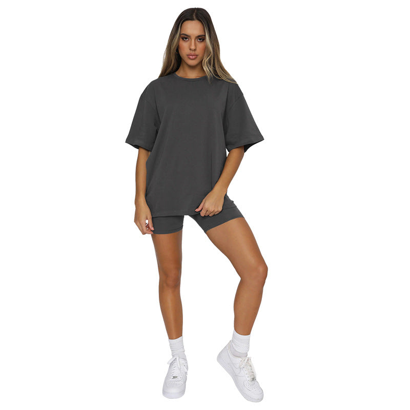 Tshirt Top With Short High Quality Comfortable Stretch Material Sets For Women