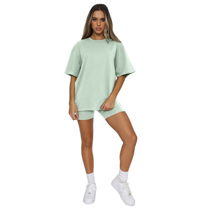 Tshirt Top With Short High Quality Comfortable Stretch Material Sets For Women