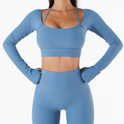 Spring And Summer New Sports Top Women With Chest Pad Quick Dry Fitness Clothes Slim Fit Tight Long Sleeve Yoga Clothes
