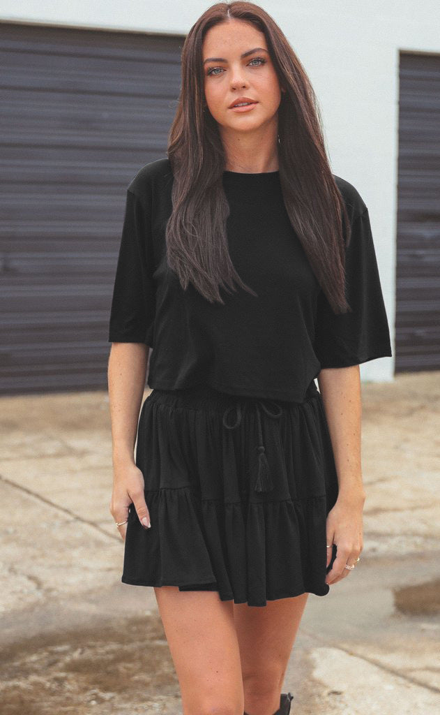 Long Sleeve Top With Pleated Skirt Sets Leisure Sets For Women