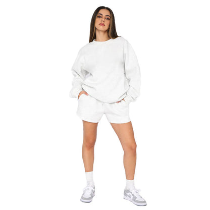 French Terry Material Sweatshirt With Shorts High Qaulity Sets Tracksuits For Women